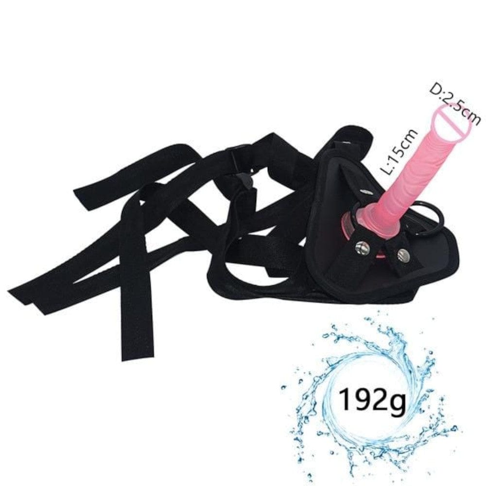 Black strap-on dildo with flared base and O-ring for secure play