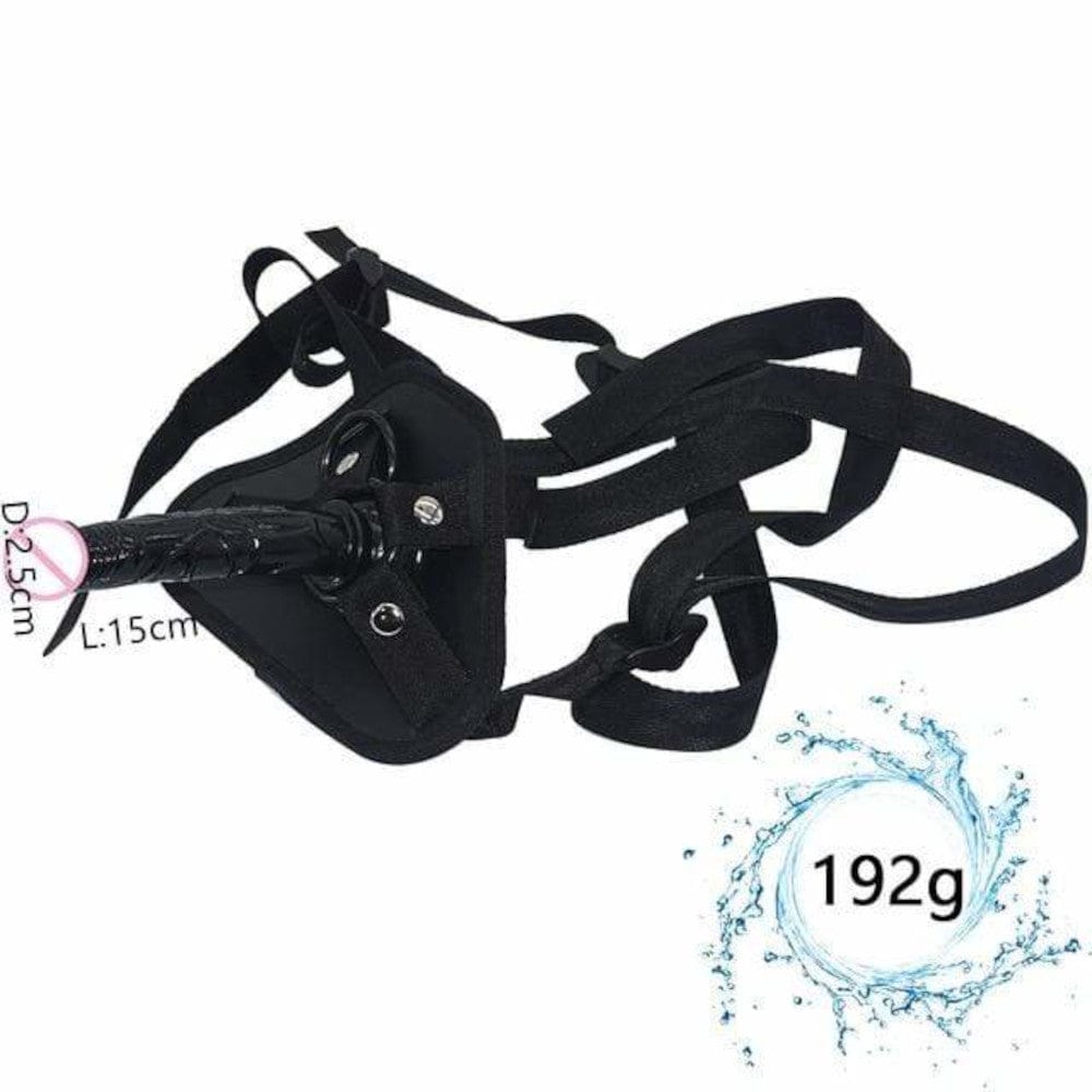 High-quality PVC strap-on harness with adjustable straps for comfort