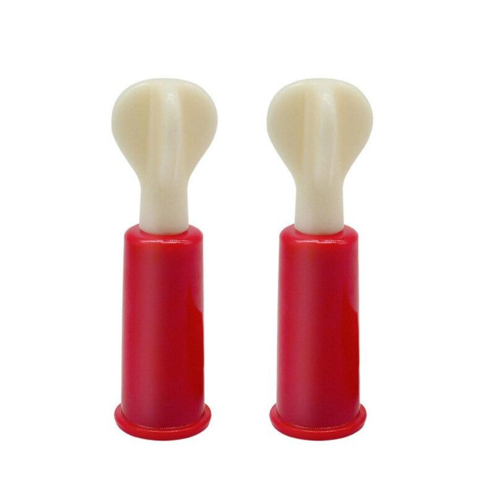 This is an image of the meticulously designed nipple suckers with a red cylinder and white drive shaft.