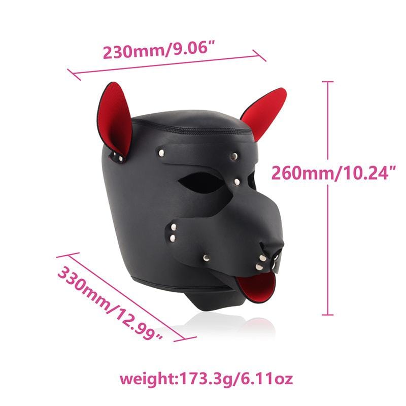 This is an image of Obedience Mask Training Pup Hood in black and purple color combination.