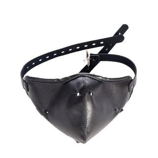 A visual representation of the BDSM Leather Gag featuring a 1.73-inch diameter gag and strategically placed breathing holes.