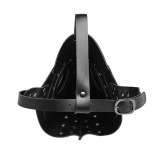 Pictured here is an image of Doctor of Punishment Leather Gas Mask BDSM featuring adjustable straps for a snug fit.