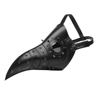 A picture of Doctor of Punishment Leather Gas Mask BDSM with a beak-like shape designed for BDSM games.