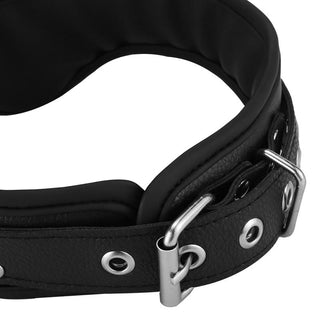 Image of Slave Restraint Collar Non O Ring Choker Bondage Submissive Play highlighting the durable PU leather material and elegant D-ring design.