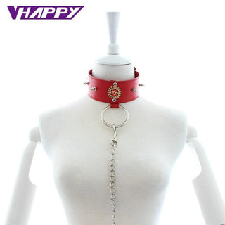 Gorgeous Red Spiky Locking Collar For Pet Play