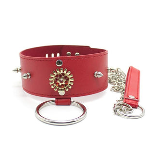 Spiky locking collar in gorgeous red color for pet play.