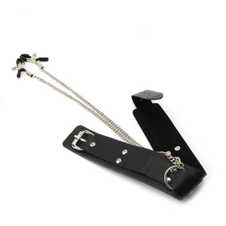 Collar Slave Punishment Collar With Nipple Clamps