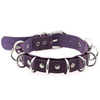 Observe an image of Dual Leather Handmade BDSM Choker Collar Slave in Coffee color, with a buckle-type closure for ease of use and secure fit.