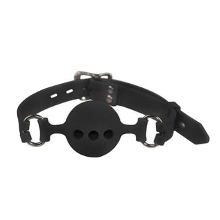 Take a look at an image of All Silicone BDSM Breathable Mouth Gag in black color with hypoallergenic silicone material for comfort and safety.