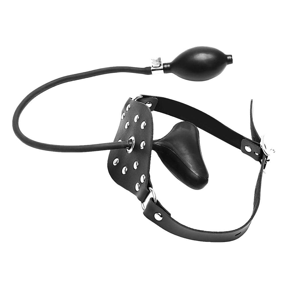 Take a look at an image of BDSM Leather Mouth Gag crafted from smooth PU Leather and Latex for comfort and dominance.
