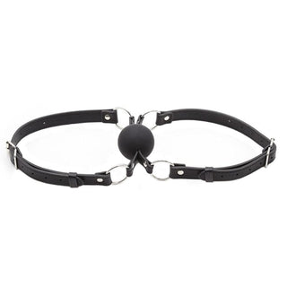 Liplock Bondage Double Ball Gag featuring a 1.97-inch silicone ball and PU leather strap for comfort and safety.