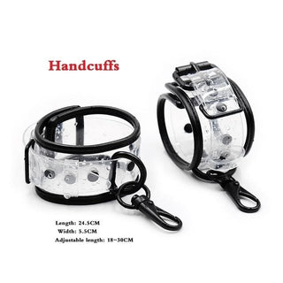 A picture of Sexy Transparent Strap Cuff for Adult Ankle Sex, crafted from hypoallergenic PVC for safety and comfort.