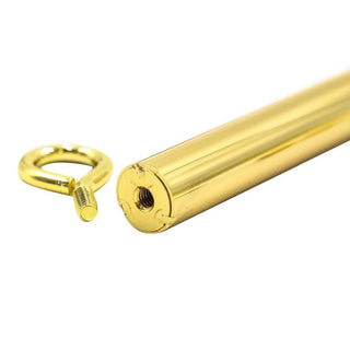Gold Adjustable Bondage Spreader Bar featuring short and long bars for extended spreads and heightened pleasure.
