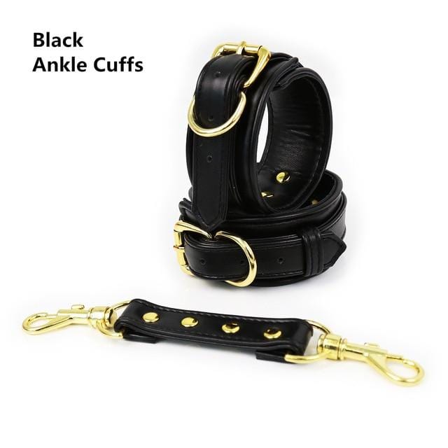 You are looking at an image of High End Ankle Cuffs in Leather, constructed from synthetic leather for durability and skin-friendly properties.