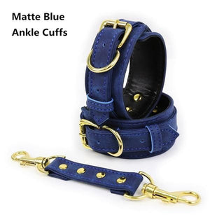 Check out an image of High End Ankle Cuffs in Leather, with a leather strap connecting the cuffs measuring at a teasing 7.87 inches.