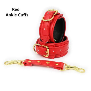 Presenting an image of High End Ankle Cuffs in Leather, designed to immobilize ankles and open up tantalizing possibilities for bondage play.
