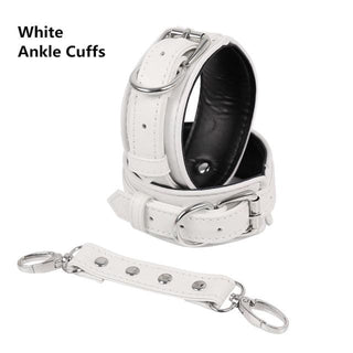Featuring an image of High End Ankle Cuffs in Leather, crafted from synthetic leather for comfort and durability.