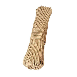 Presenting an image of Twisted Natural Hemp Erotic Shibari Rope Play, a brown jute rope measuring 787 inches in length and 0.31 inch in thickness, designed for bondage play.