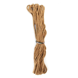 This is an image of Twisted Natural Hemp Erotic Shibari Rope Play, a hypoallergenic jute rope offering a natural and durable option for BDSM enthusiasts, with a tactile texture for added sensory pleasure.