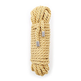 Observe an image of high-quality brown bondage rope hogtie with a soft and skin-friendly material for bondage play.