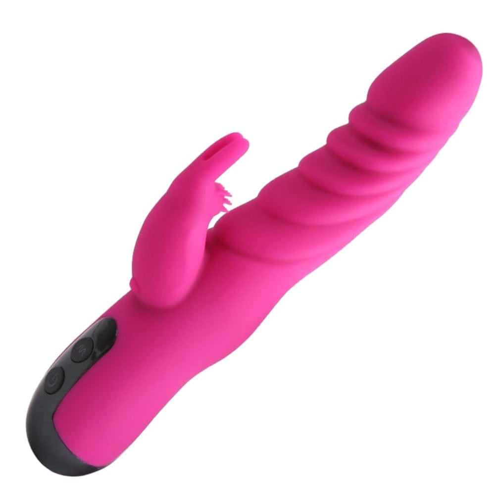 This is an image of Wavy Ridges Dildo Powerful Rabbit G-Spot Vibrator Large Massager in purple color