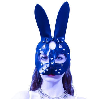 Studded Bunny Mask featuring adjustable strap and studded leather design.