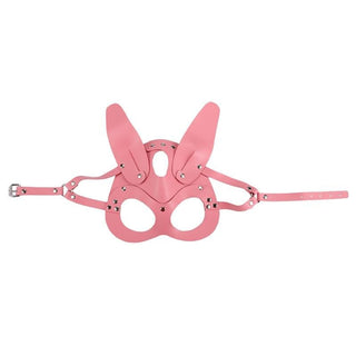 This is an image of Leather Mask Bunny Kinky, a synthetic leather mask in enchanting pink hue crafted for comfort and durability in intimate adventures.