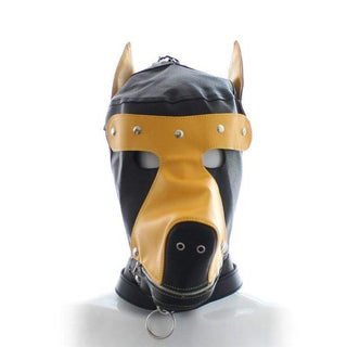 Presenting an image of Cosplay Perfect Leather Dog Bondage with muzzle and detachable blindfold, perfect for primal play.