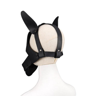 Black Leather BDSM Dog Mask exuding dominance and mystery with a captivating aesthetic for intimate moments.
