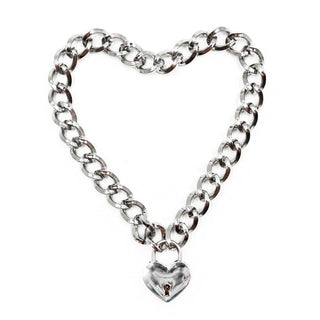 In the photograph, you can see an image of Metal Chainlike Locking Necklace Chain Choker with heart-shaped padlock symbolizing ownership and connection.