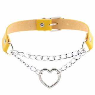 Heart in Chains Choker Woman Submissive Necklace featuring adjustable lengths