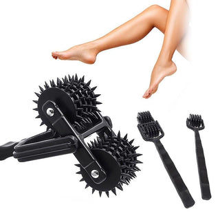 Displaying an image of Foreplay Roller Wartenberg Wheel with single pinwheel variant measuring 6.69 inches in length and 1.50 inches in width.