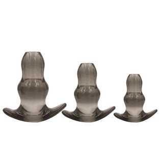 This is an image of Bulky Tunnel Anal Plug 2.76 to 4.09 Inches Long with beaded body and anchor-shaped base.