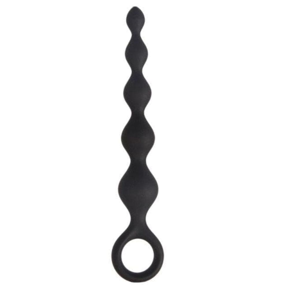 Experience Pleasure - A visual of smooth black beads increasing in size from 0.433 inch to 0.98 inch, with a unique wave pattern for intensified sensation.