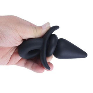 Black Animal Silicone Dog Tail Butt Plug 11 Inches Long