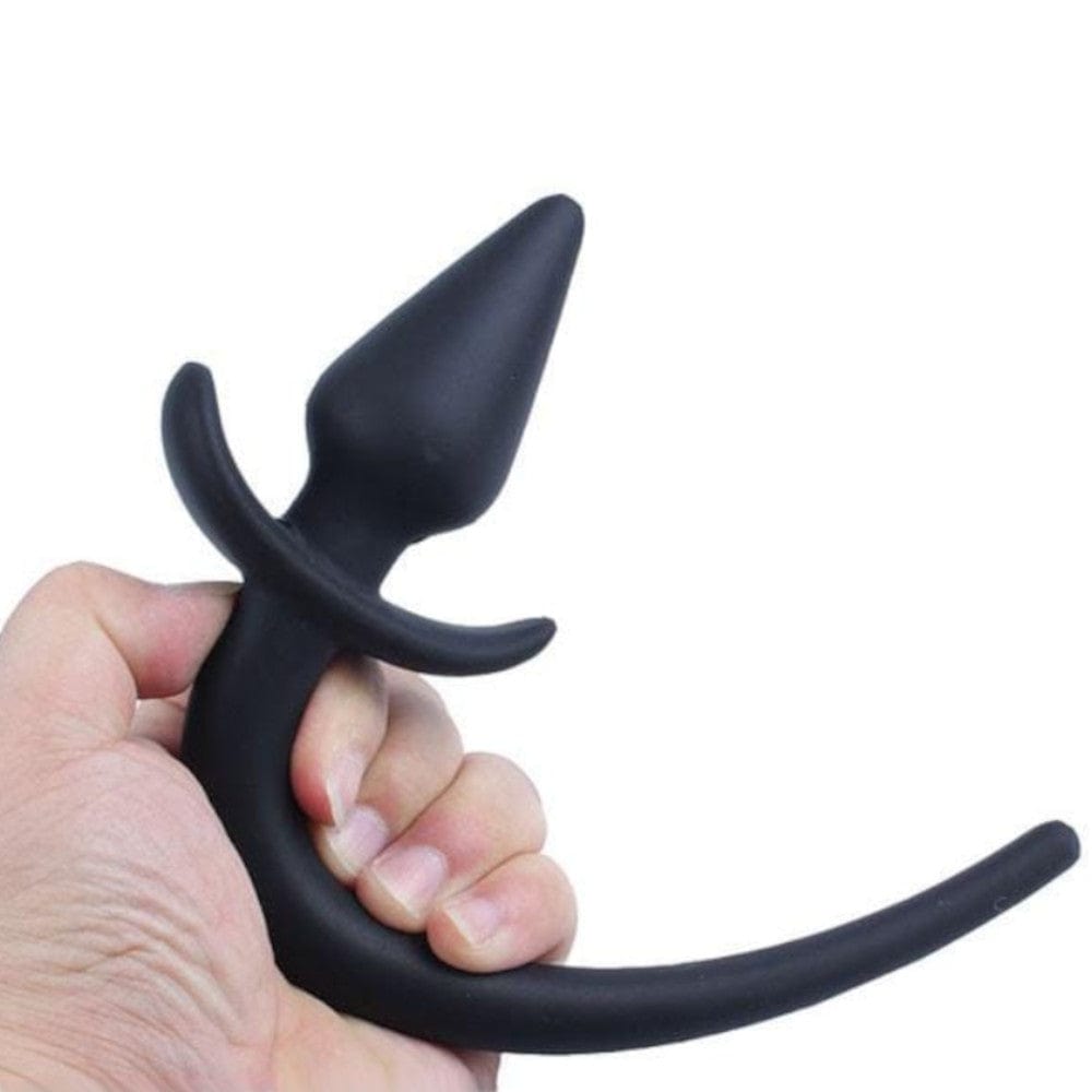 Flexible and comfortable Black Animal Silicone Dog Tail Butt Plug design.