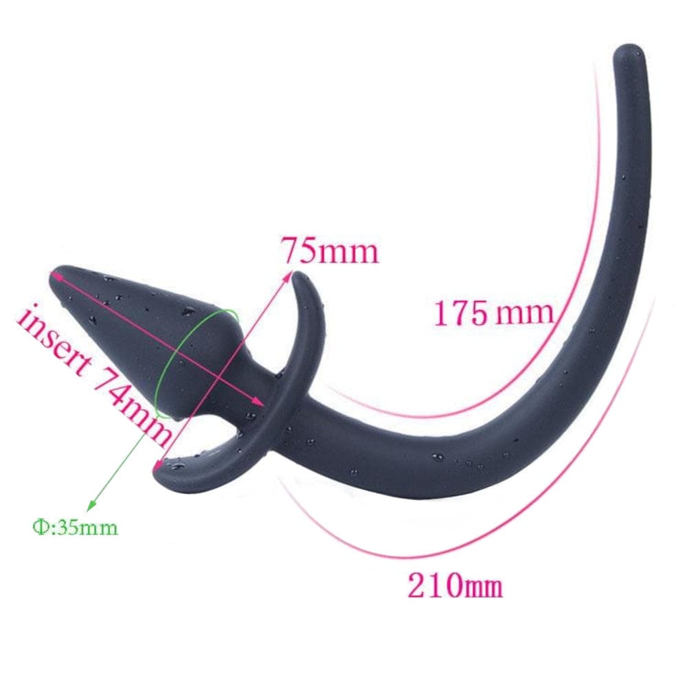 Black Animal Silicone Dog Tail Butt Plug 11" Long