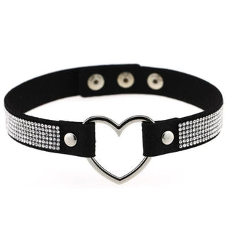 Take a look at an image of Velvety Rhinestone Choke Collar for Humans in dark purple color