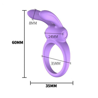 Vibrant purple cock ring made of hypoallergenic silicone with stimulating bunny ears and vibrator for extended erections.