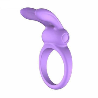 Purple Vibrating Bunny Cock Ring with bunny ears for clitoral stimulation and built-in vibrator for enhanced pleasure.