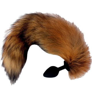 Copper Brown Animal Cat Tail Fox Tail Plug 16 Inches Long with faux fur tail in brown color.