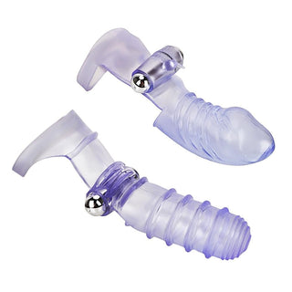 Take a look at an image of Wearable Sleeve Dildo Finger Vibrator in Transparent Purple color