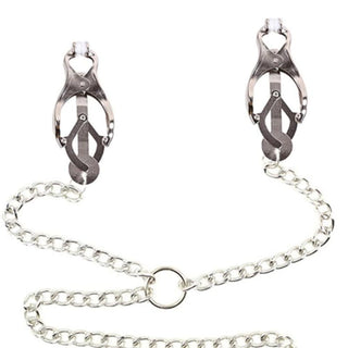 Picture of Butterfly Torture Nipple Clip Clit Chain in silver color, crafted for intense pleasure and safety, with a unique design for heightened sensations.