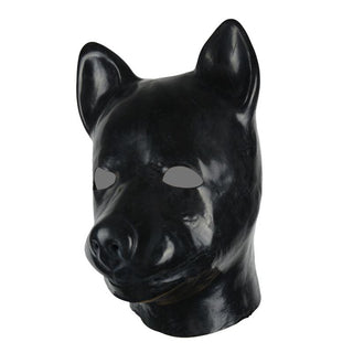 Feast your eyes on an image of Animal Play Latex Dog mask for BDSM role-play dominance training.