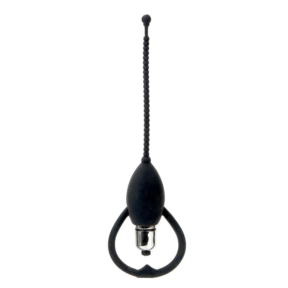 This is an image of the black vibrating plug with beaded shaft