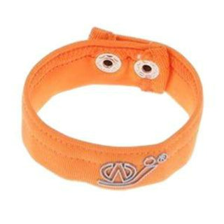This is an image of Adjustable Spandex Cock Strap in orange color for long-lasting hardness.