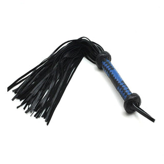 Observe an image of Hardcore BDSM Whipping Synthetic Leather flogger with 15.75-inch suede tails for sensual torment and dominance play.