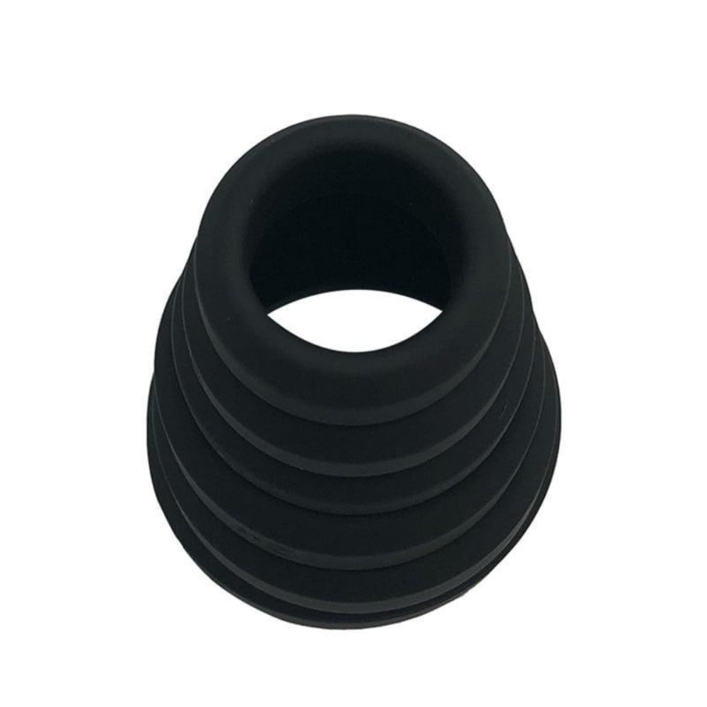 Observe an image of Stronger Erections Black Silicone Cock Ring - Hypoallergenic and Stretchable