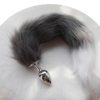 Image of Colorful Fantasy Cat Tail Plug in Gray and White color combination, 15.75 inches long.