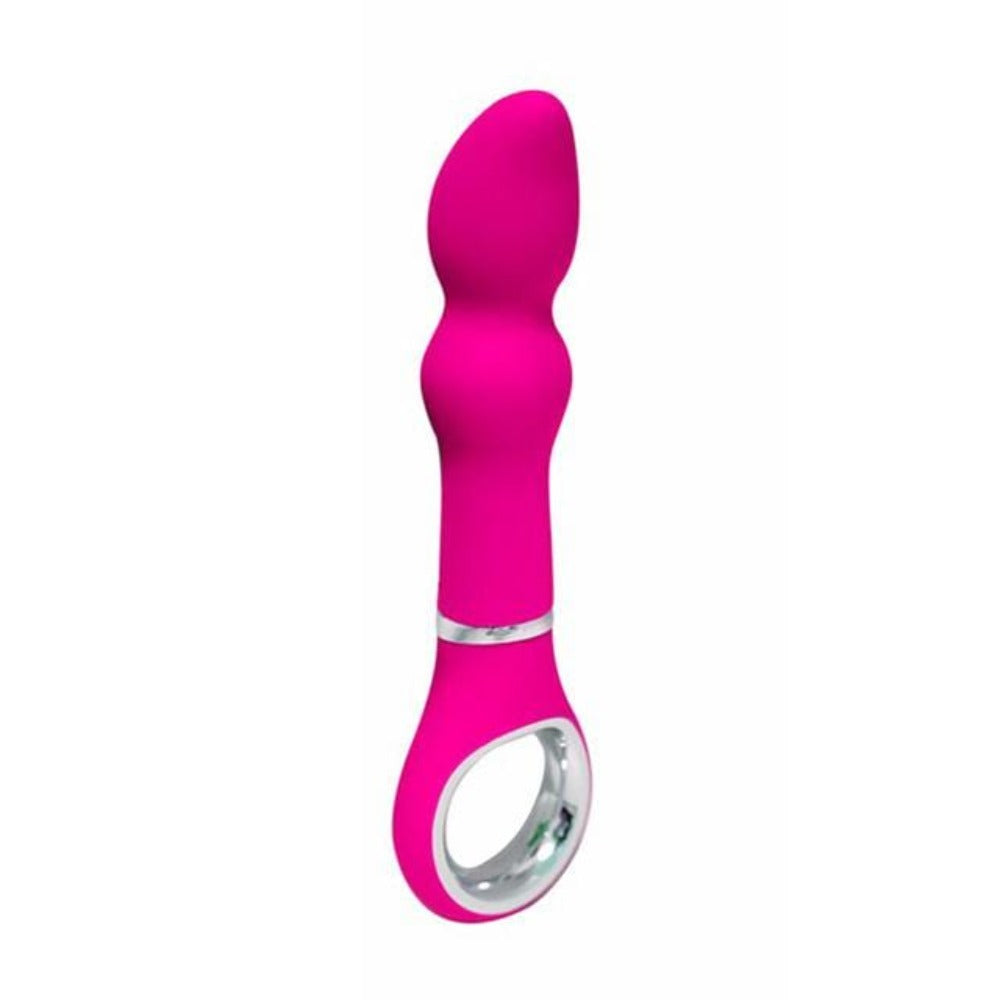 View the Candy Colored Vibrating Beads in blue, purple, and rose red silicone material, designed for a sensory-overload adventure with seven adjustable modes.